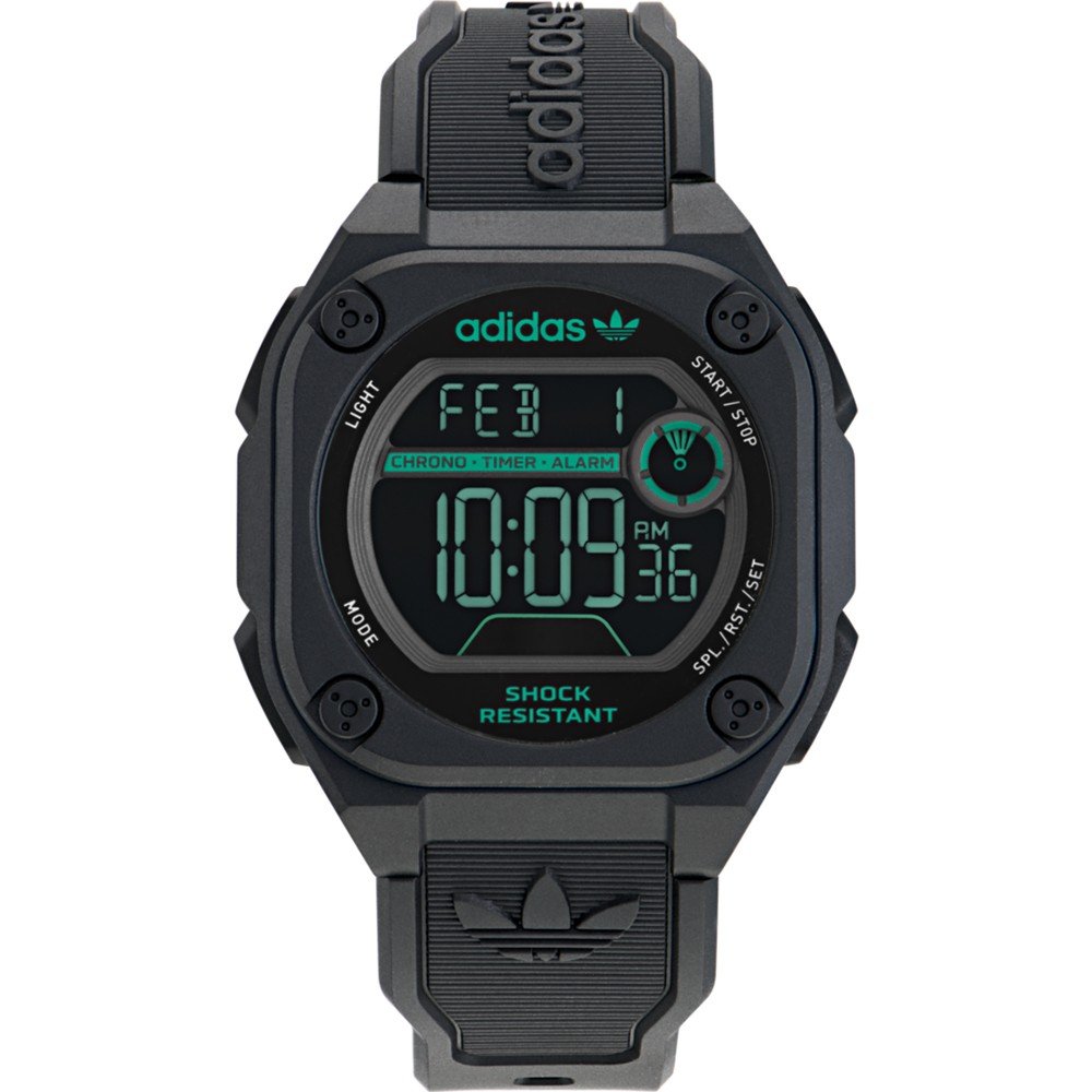 Adidas City Tech Two Resin Strap Watch 45mm in Black Green