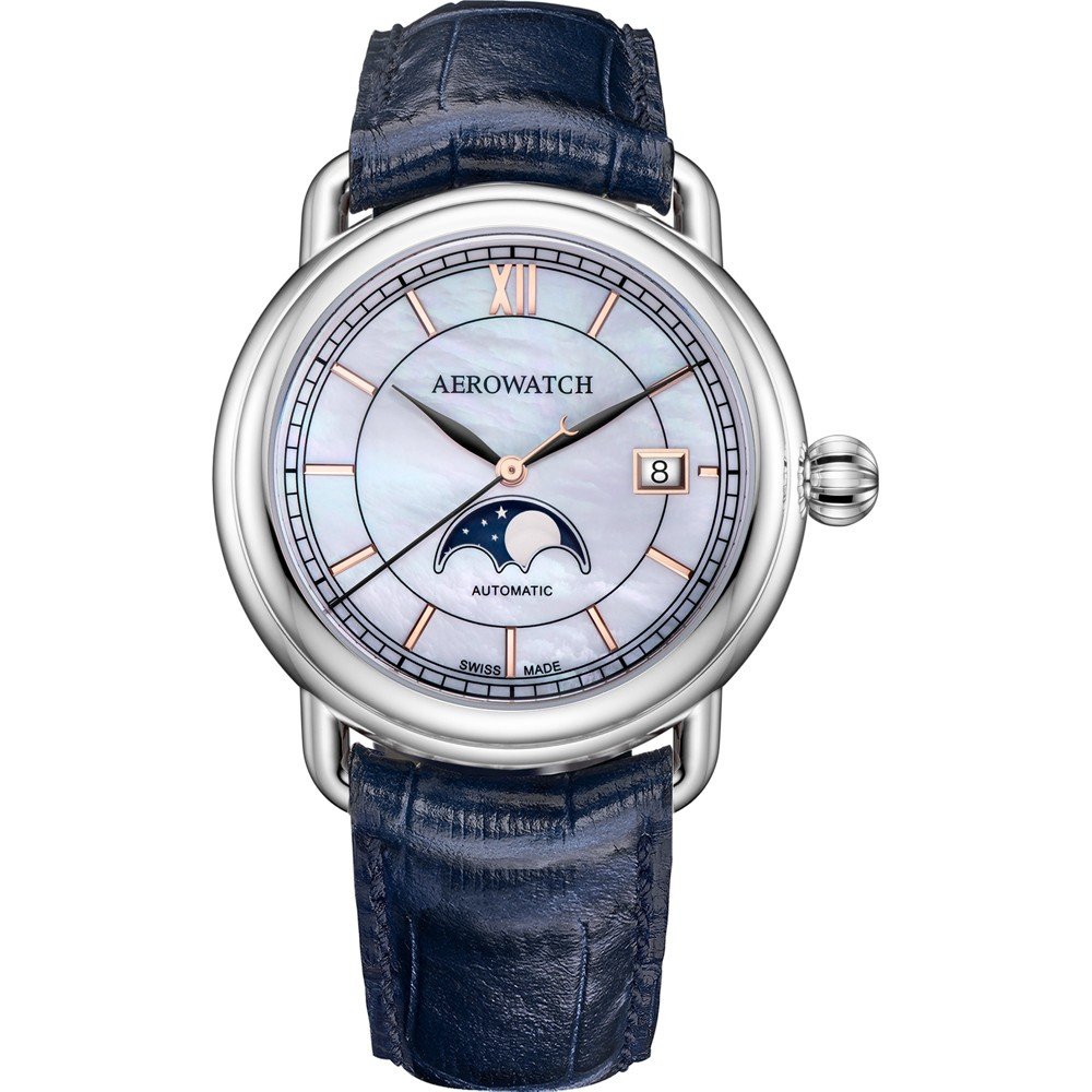 Aerowatch 1942 77983-AA02-BR-BLEU 1942 Moon phase Watch