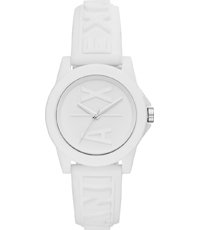 armani exchange ladies white silicone strap watch