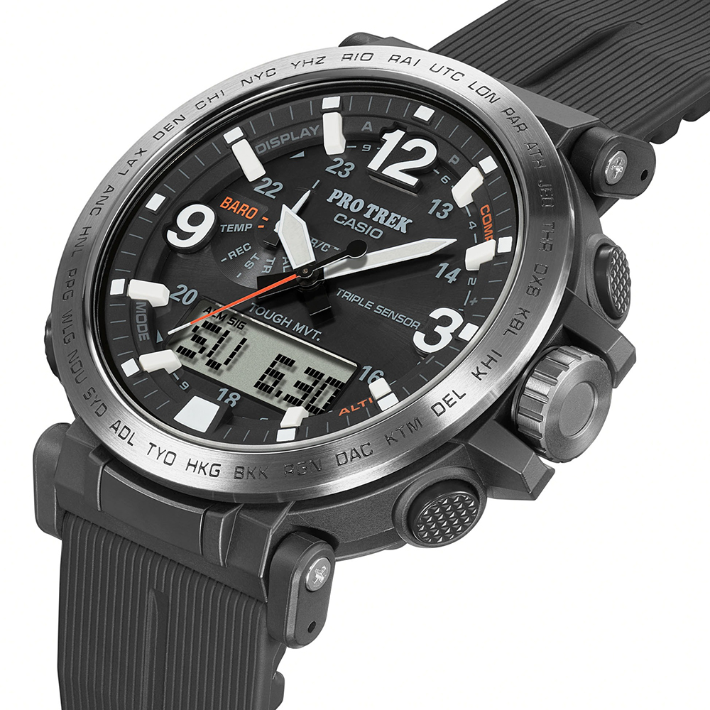 Casio Men's Pro Trek Quartz Watch with Resin Strap, Black, 23