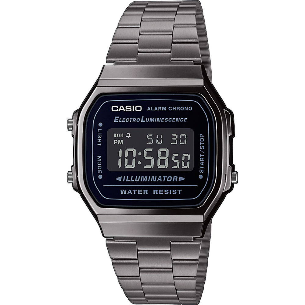A168W-1 | Vintage Silver and Black Metal Watch | CASIO
