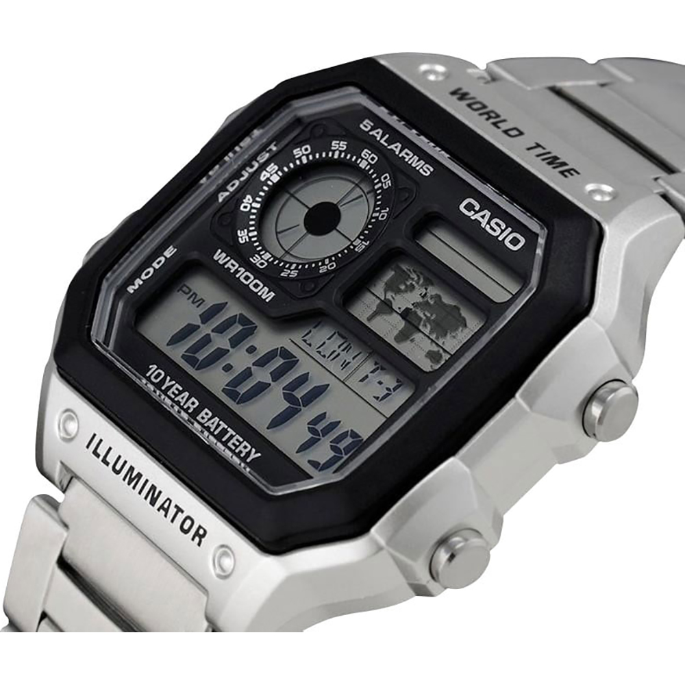 Casio AE-1200WHD-1AVDF Standard Digital Silver Stainless Steel Strap W –  Time Depot