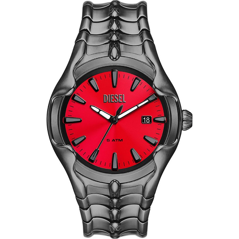 DIESEL DZ4613 DOUBLE DOWN 2.0 GREY CHRONOGRAPH DIAL RED SILICONE BAND MENS  WATCH | eBay