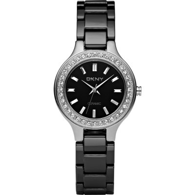 DKNY Watch Time 3 hands Broadway Black Ceramic Glitz NY4980