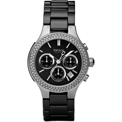 DKNY Watch Chrono Broadway Chrono Black Ceramic Glitz NY4983