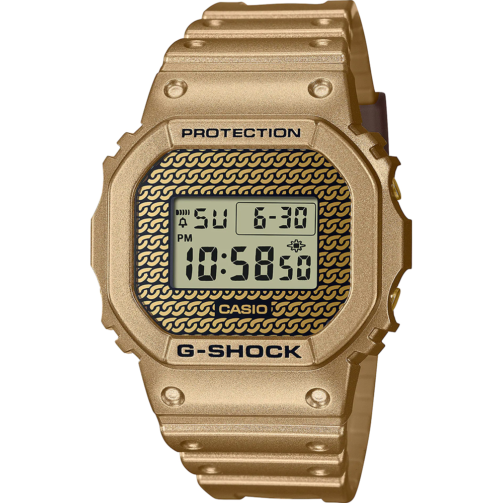 Mineraalwater Dageraad invoer G-Shock Classic Style DWE-5600HG-1ER Hip Hop Gold Chain Watch • EAN:  4549526320675 • Mastersintime.com
