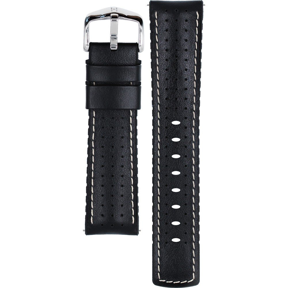 Hirsch Performance James Calfskin Leather w/Rubber Lining Watchband Black 22mm