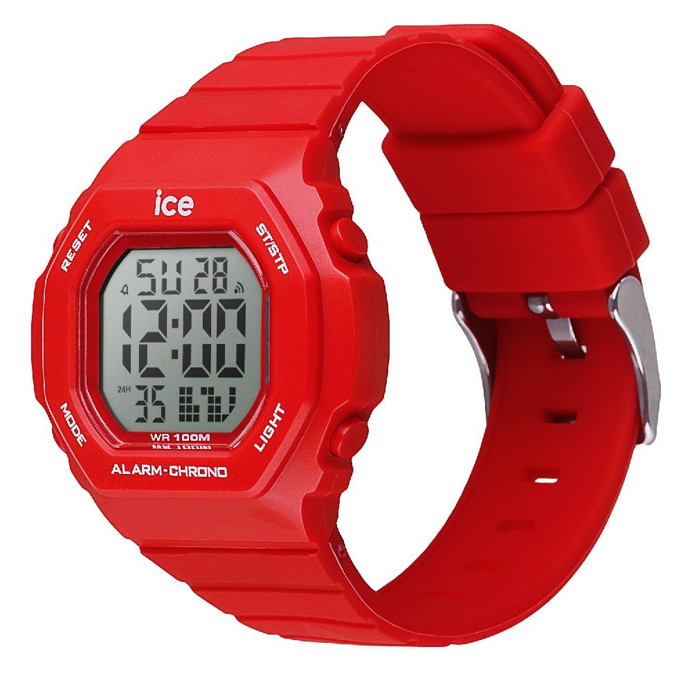 Ice Watch Digital 'Ice Digit Ultra - Red' Women's Watch - Band Material: Silicone - Waterproof: 10 Bars - Style: Casual - Buckle Clasp