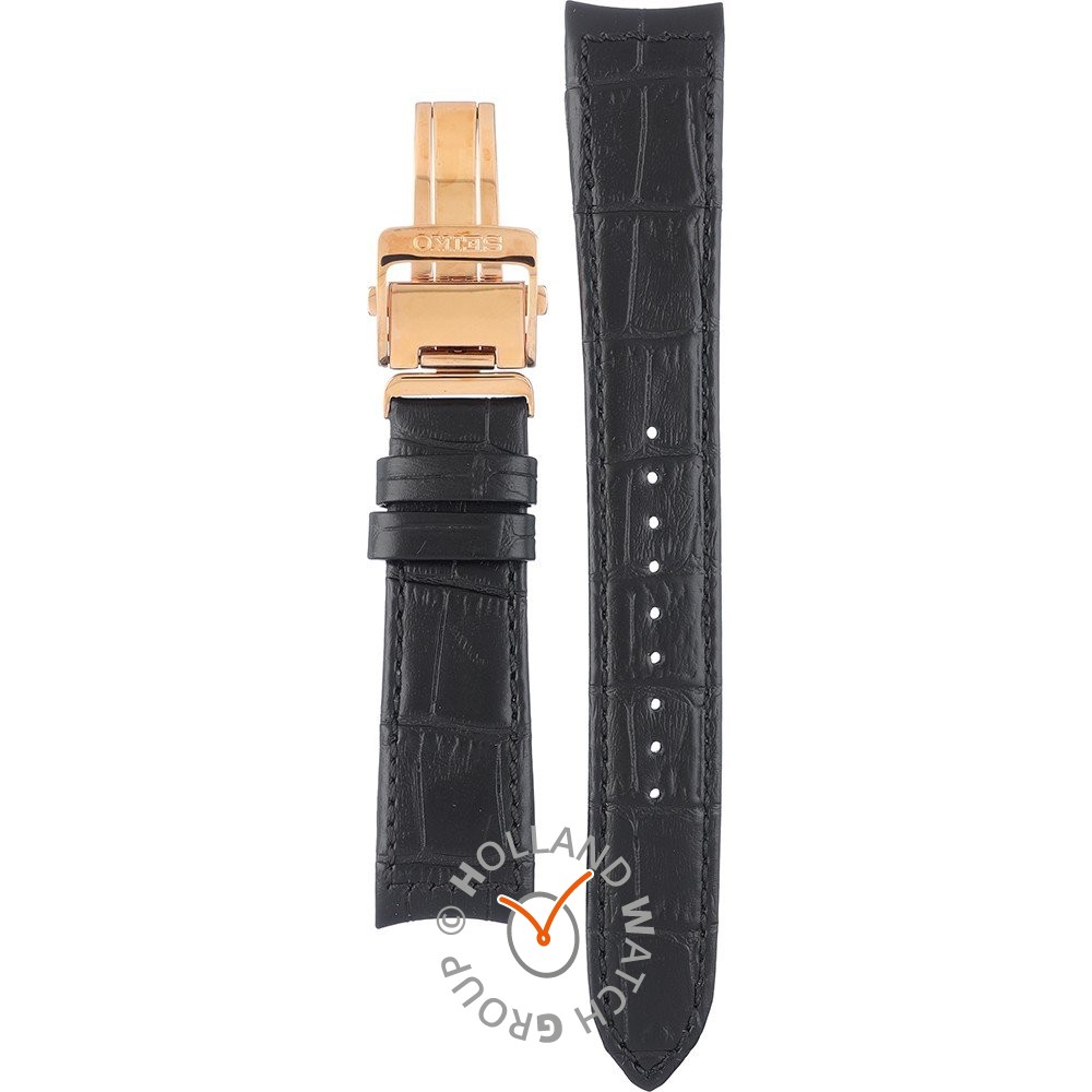 Seiko black 2025 leather strap