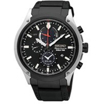 Seiko SSC483P1 Sportura Solar Chronograph-World Timer Watch