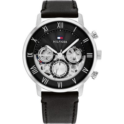 Tommy Hilfiger Men's stainless steel chronograph Watch T10174 leather strap
