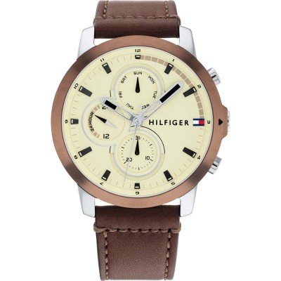 Tommy Hilfiger Men's stainless steel chronograph Watch T10174 leather strap